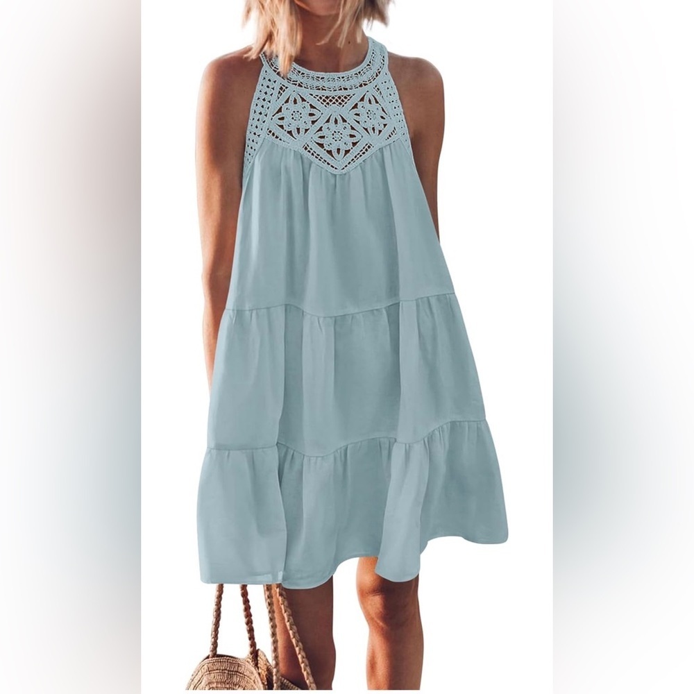 🆕Halter Neck A-Line Boho Mini Dress